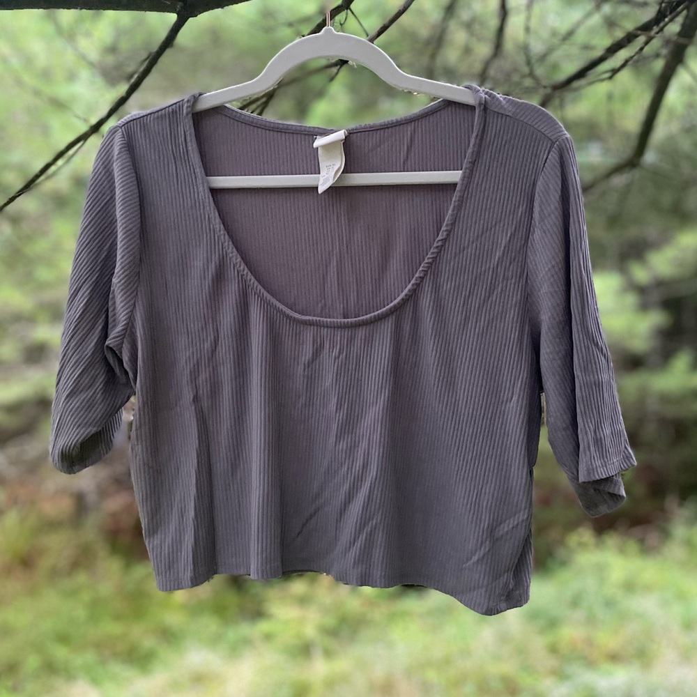 grey ribbed crop